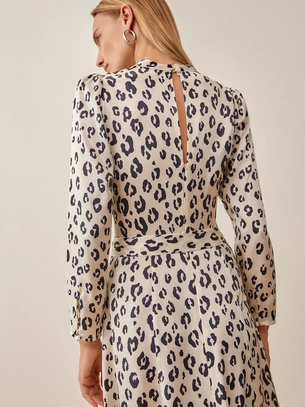Reformation Cream and Black Leopard Print Long Sleeve Maxi Dress - Picture 3 of 8